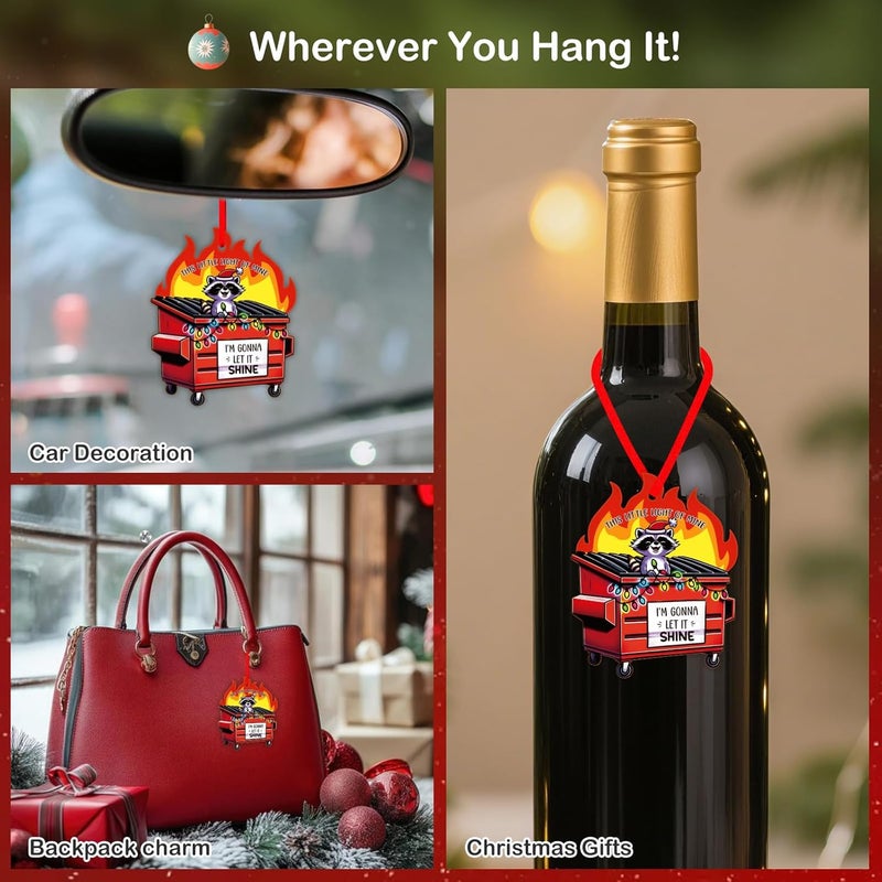 PETCEE Funny Dumpster Fire Christmas Ornament 2025 - Red This Little Light of Mine Novelty Hanging Christmas Decor Acrylic Funny Keepsake Xmas Keepsake Gift for Family Friends & Coworkers - Image 4